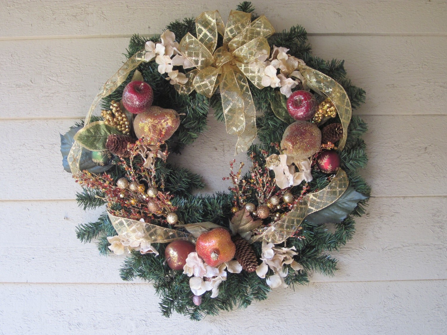 Gold and Glitter Frosted Fruit Wreath