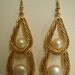 Large Rib Texture Dangle Pearl Double Teardrop Earrings