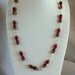 Antique Red Beaded Necklace: Handmade Jewelry, Draping, Beaded Links, Antique Silver Necklace