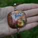 Cloissone Butterfly flower pendant necklace with tassel brown orange red blue long length Chinese Asian insect bug nature