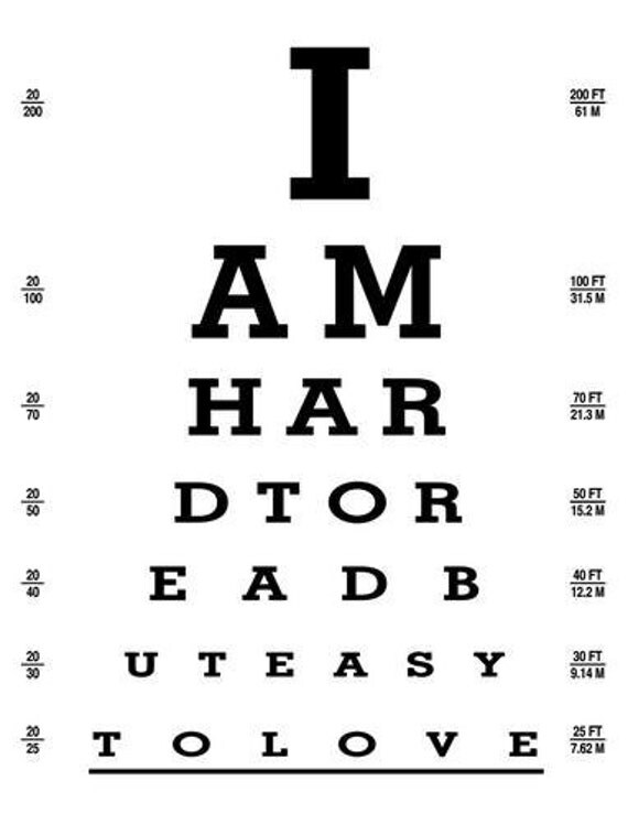 items similar to i am hard to read but easy to love eye exam chart