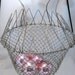 Vintage Wire Basket egg vegetable collapsable folding French Country Farmhouse Shabby Chic