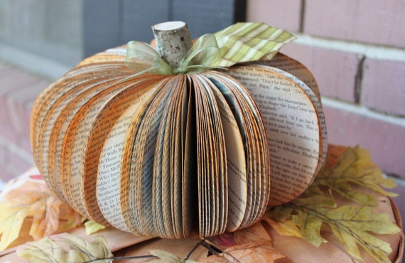 Upcycled Book Pumpkin MADE TO ORDER (as featured in Better Homes & Gardens Holiday Craft issue 2012)