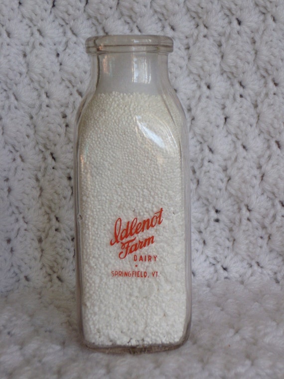 Vintage Glass Milk Bottle One Pint Idlenot by SneakAPeekTreasures
