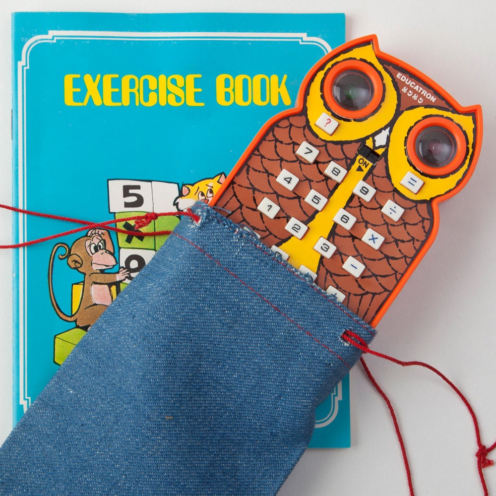 Vintage Owl Calculator With Box Pouch and Exercise Book