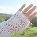 SALE Fingerless Gloves White Crochet Cotton Bridal Wear Wedding Accessories Vintage Shabby Chic Altered Womens Clothing Garden Beach