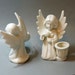 Vintage Porcelain Angel White Candle Stick Holders, Set of Two