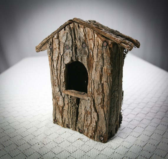 RESERVED Birdhouse Made of Tree Bark ready for Decorating or