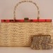 Vintage Python Handbag / Beige Snake Skin Purse with Tortoise Shell Trim and Coin Purse