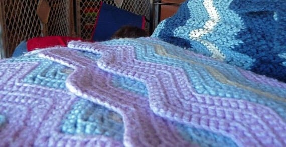 Handmade Crochet Ripple Blanket Twin Bed Size Custom Order