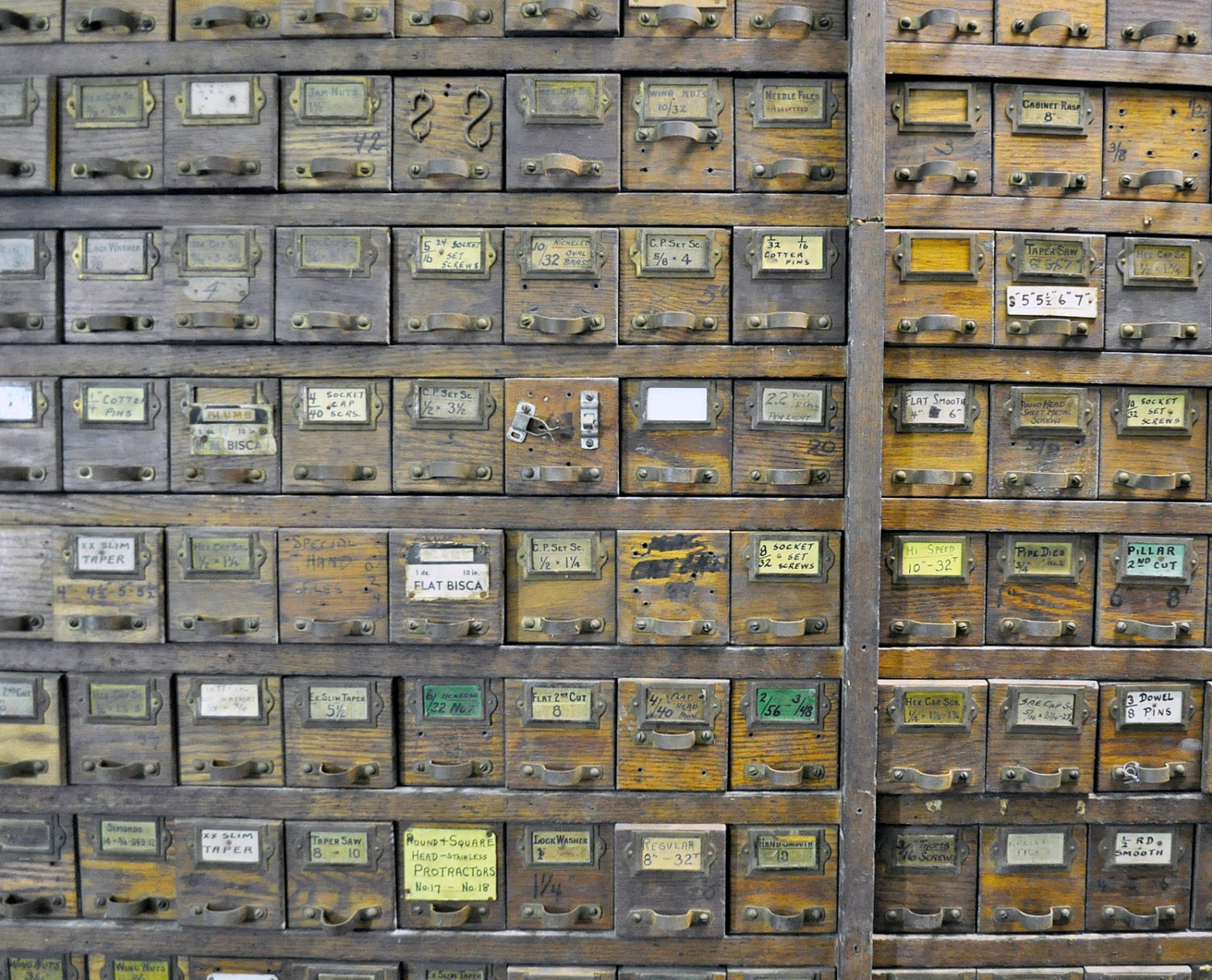 Antique Hardware Single Drawer Industrial Wood and