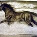 Black Horse Running on the Beach, Realistic Drawing in Charcoal and Carbon Pencil, 11x14 Inches