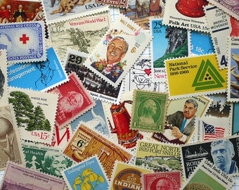 GRAB BAG - Assorted Vintage unused postage stamps - to post 5 letters