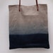 ombre Deep Blue ocean Organic dip-dyed natural Indigo linen easy summer tote bag with leather handles