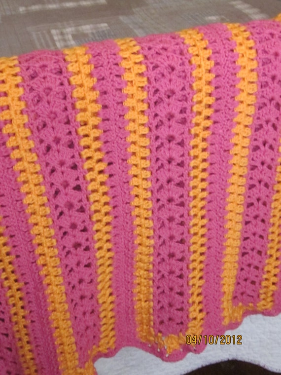 Items similar to Pink Raspberry & Orange Tangerine Afghan on Etsy