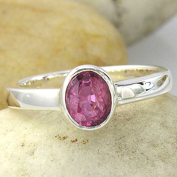 1ct Pink Spinel Sterling Silver Ring Ring Size 6 US 92H005