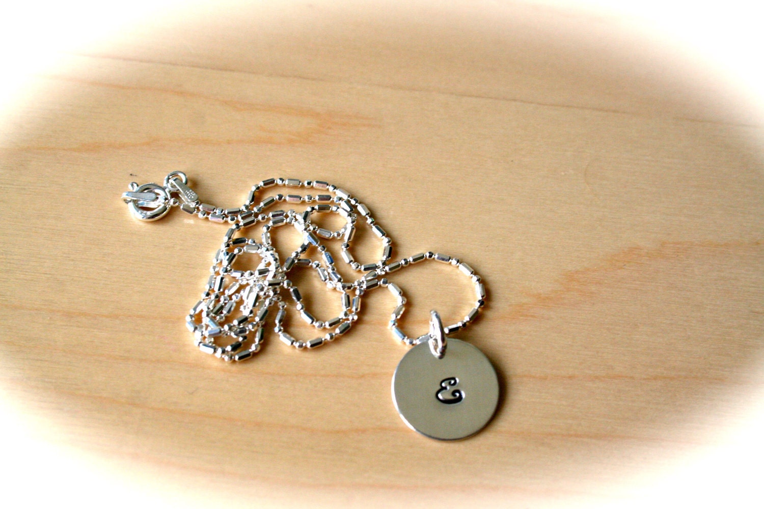 SIngle Initial or Design Sterling Silver Hand Stamped Necklace