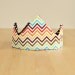 Birthday Crown - Fabric Crown - Zig Zag Chevron Polka dots - Kids' Costume - Reversible Fabric - Ready to Ship - Gifts under 25