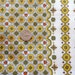 gold and green geometric floral border print vintage cotton fabric -- 36 1/2 wide by almost 3 yards