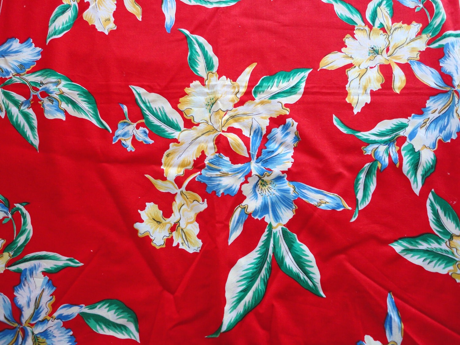 SALE : gordon hawaiian tropical floral print vintage cotton