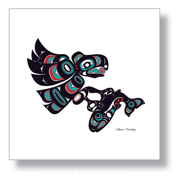 Eagle & Salmon 12X12 Unframed Print by Tlingit