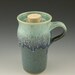 Travel Mug Pottery Mug fits in Cupholder with Cork in Pale and Dark Blues