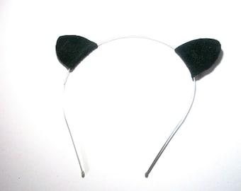 Sale Black Cat Ear Headband Leather Ears bobby pins