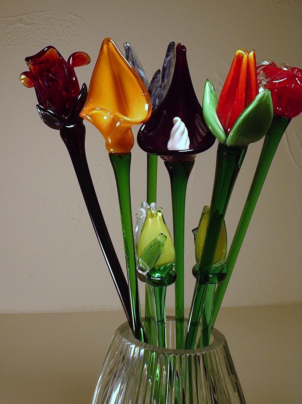 Blown Glass Flowers on long stems