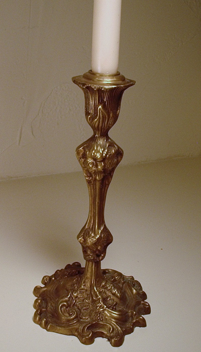 Brass Candle Holder very ornate and unusual by HabitShmabit