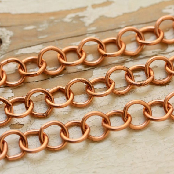 6ft Large Copper Chain 10mm Cable Huge Round Links 16 gauge