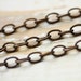 20ft Antiqued Brass Etched Cable Chain, 6mm x 8mm Links Elongated Oval Oxidized Brass, Solid Brass Chain Bulk