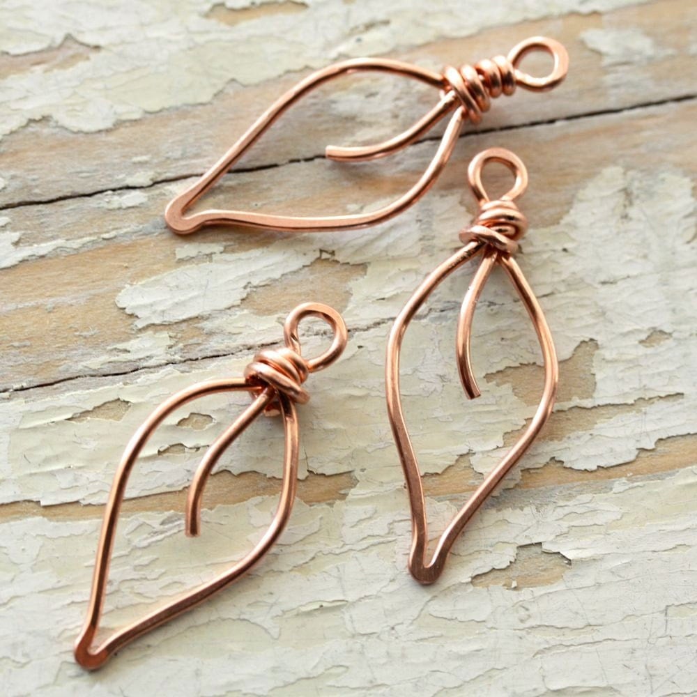 3 Leaves Solid Copper Wire Small Handmade Wirework by myCorabella