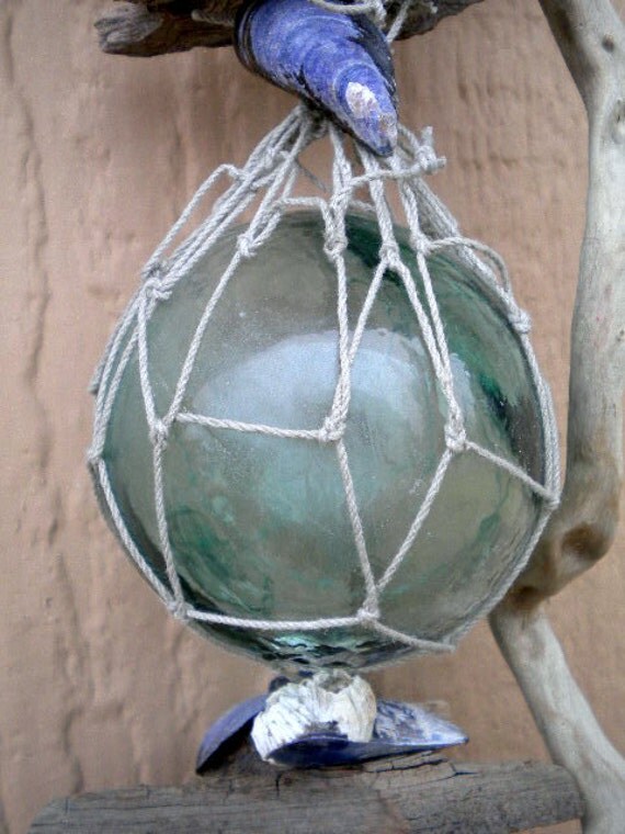 Items similar to Glass Fishing Float, Driftwood Float Hanger, Alaskan