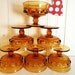 6 Gold Indiana Glass Compote Bowls