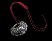 Antique Chinese Lock Silver Pendant Necklace Medium Sized