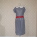 White and Blue Striped Dress with Peter Pan Collar L XL PLUS SIZE
