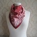 Vintage Red Scarf--Lovely Leafy Pattern--Fall and Winter Neck Scarf Head Scarf