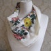 Vintage White Floral Scarf, White Red Yellow Flowers, Vintage Cotton Scarf, Spring Summer Scarf, Light Floaty Scarf
