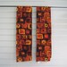 Vintage 1970s Curtains Valances Pair, Set of Two, Brown Orange Yellow Psychedelic Mod Design