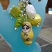 Russian doll Beaded keychain, purse charm, Made with Green,Yellow and White glass beads.