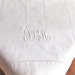 Vintage Linen Runner Towel Damask Monogram G B H White Stripe