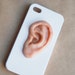 I HEAR YOU . IPhone 4 hard case .Unusual Iphone 4 case. Ear on the white Iphone 4 case. Halloween