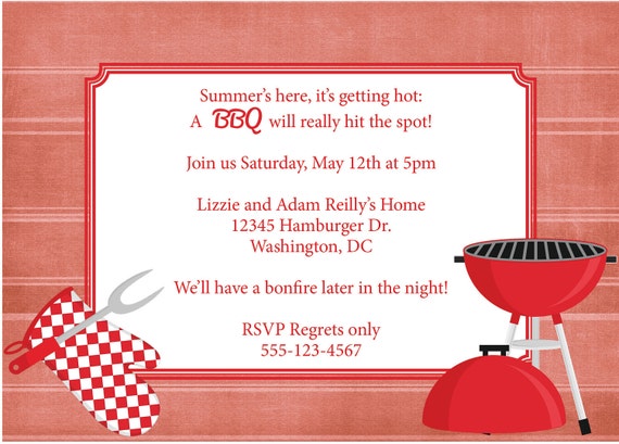 Items Similar To BBQ Invitation Barbeque Invite DIY