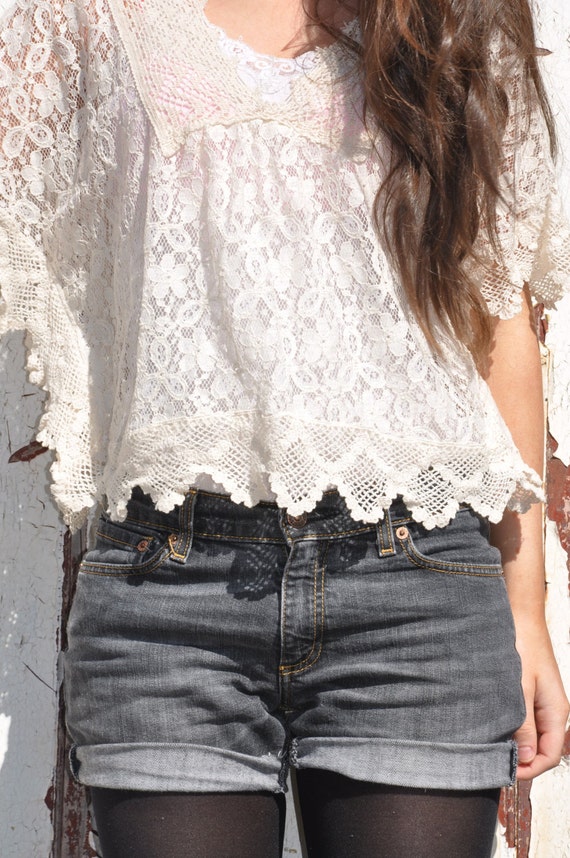 Items similar to Cream Vintage Lace Top on Etsy