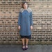 50s Fur Collar Coat - Blue Australian Wool A-Line Vintage Fox MED