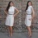 Vintage 60s Tennis Dress - Sleeveless Pleated Belted, Cream S/M