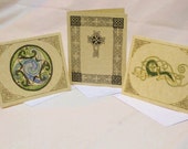 Celtic Knot Handmade Cards, Blank Inside, Hand Illustrated, Historical Designs - (SET OF 3) -