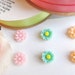 Flower Earrings Post, Set of Three 3 Pairs Adorable Mixed Colors