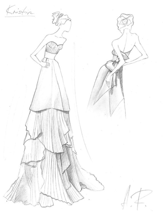 Wedding dress custom drawings sketches by ALENAFEDE on Etsy