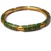 Vintage Golden 1980's Cloisonne Bangle with Green Butterflies